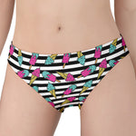 Black Striped Ice Cream Pattern Print Women's Panties