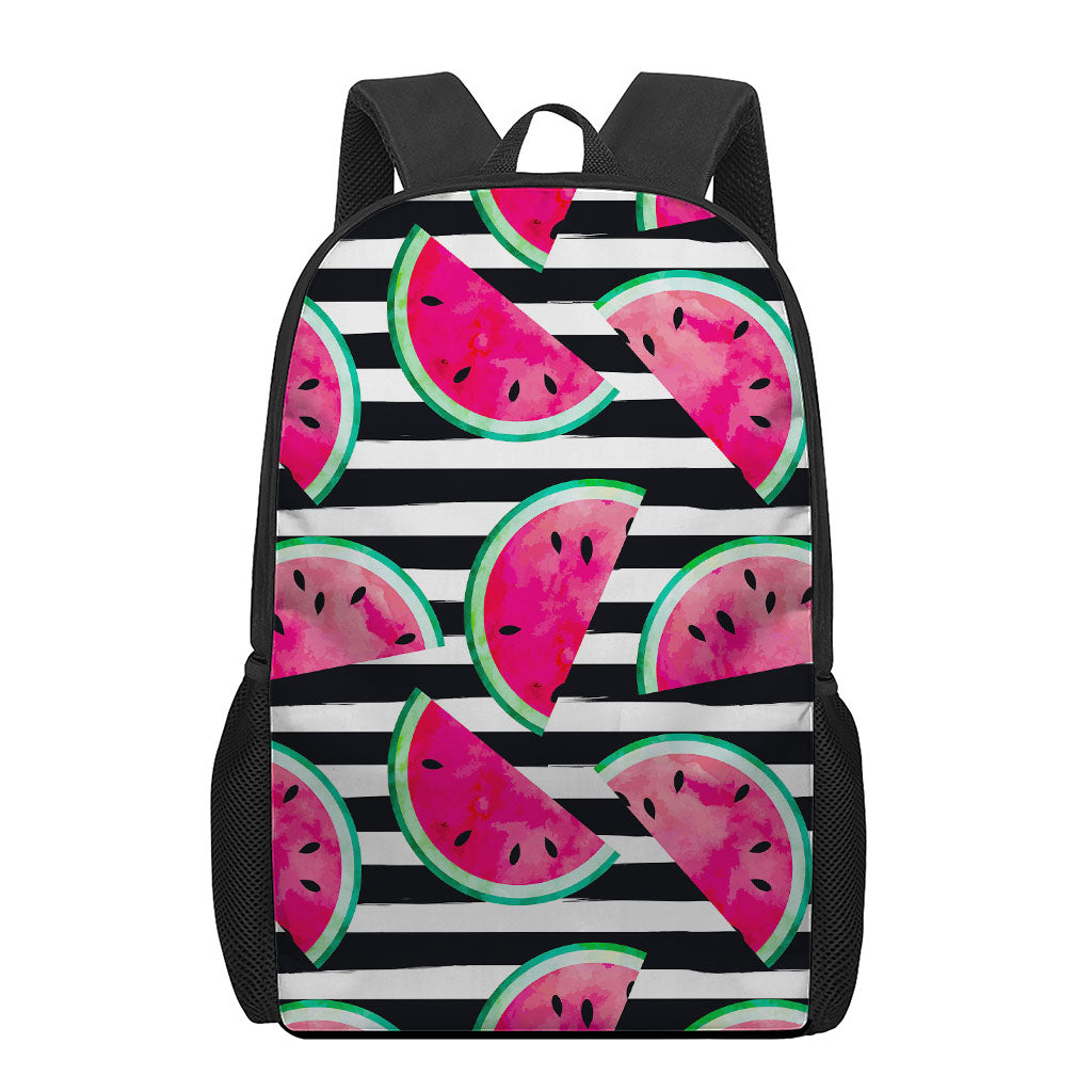 Black Striped Watermelon Pattern Print 17 Inch Backpack