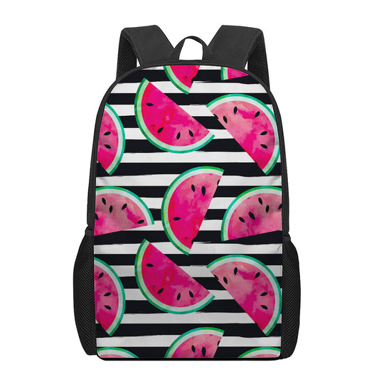 Black Striped Watermelon Pattern Print 17 Inch Backpack