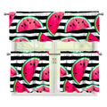 Black Striped Watermelon Pattern Print 3 Piece Kitchen Curtains