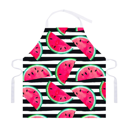 Black Striped Watermelon Pattern Print Adjustable Apron