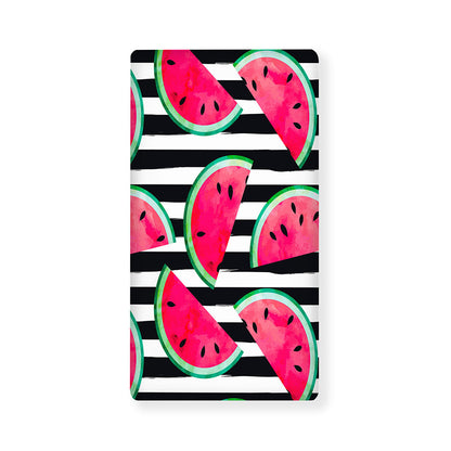 Black Striped Watermelon Pattern Print Baby Crib Sheet