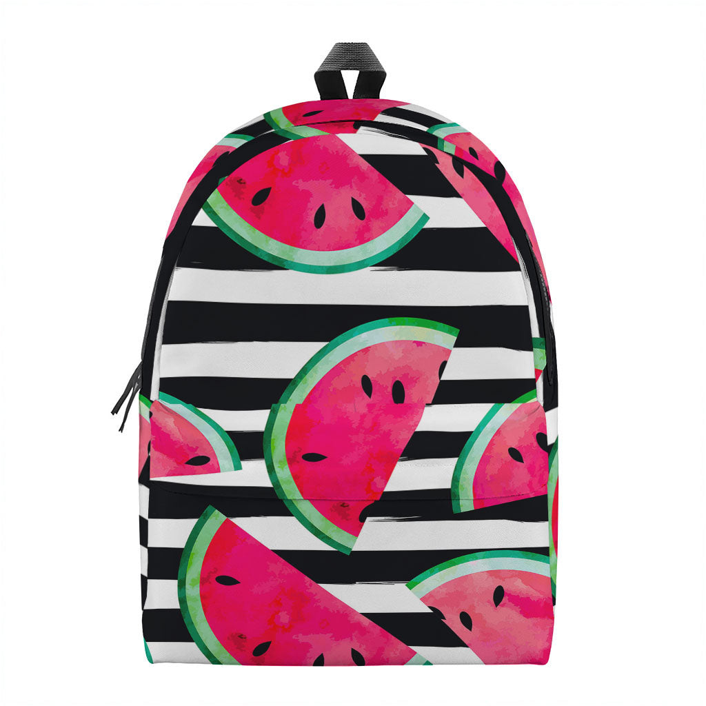 Black Striped Watermelon Pattern Print Backpack