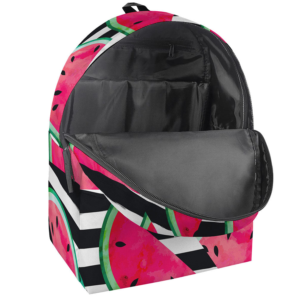 Black Striped Watermelon Pattern Print Backpack