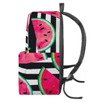 Black Striped Watermelon Pattern Print Backpack