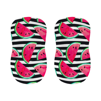 Black Striped Watermelon Pattern Print Bar Stool Covers