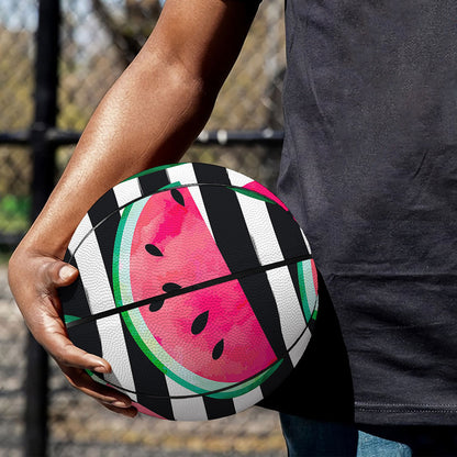 Black Striped Watermelon Pattern Print Basketball