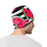 Black Striped Watermelon Pattern Print Beanie