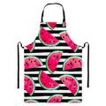 Black Striped Watermelon Pattern Print Bib Apron With Pocket