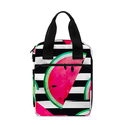 Black Striped Watermelon Pattern Print Bible Tote Bag