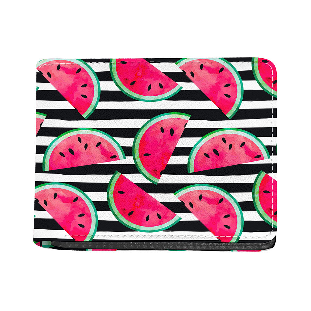 Black Striped Watermelon Pattern Print Bifold Wallet
