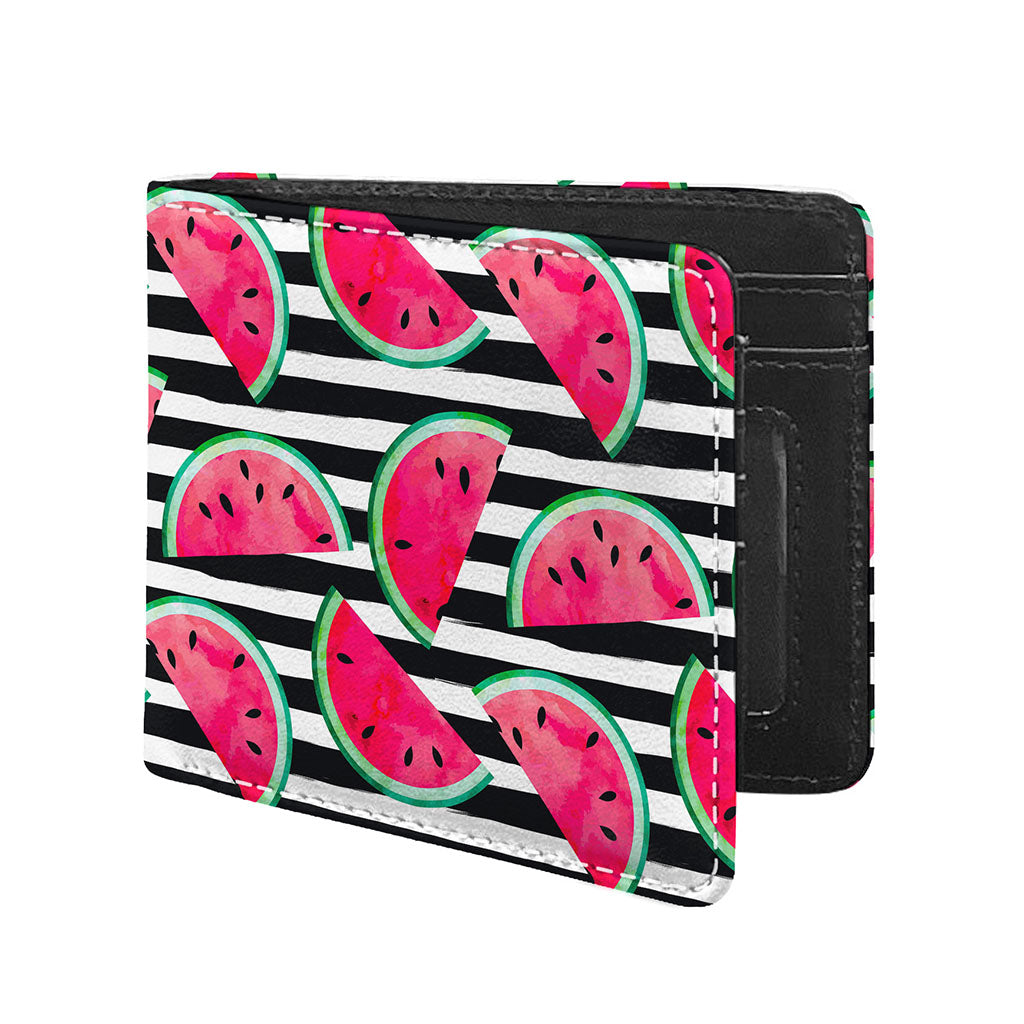 Black Striped Watermelon Pattern Print Bifold Wallet
