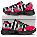Black Striped Watermelon Pattern Print Black Chunky Shoes