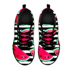 Black Striped Watermelon Pattern Print Black Running Shoes