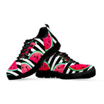 Black Striped Watermelon Pattern Print Black Running Shoes