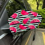 Black Striped Watermelon Pattern Print Car Side Mirror Covers