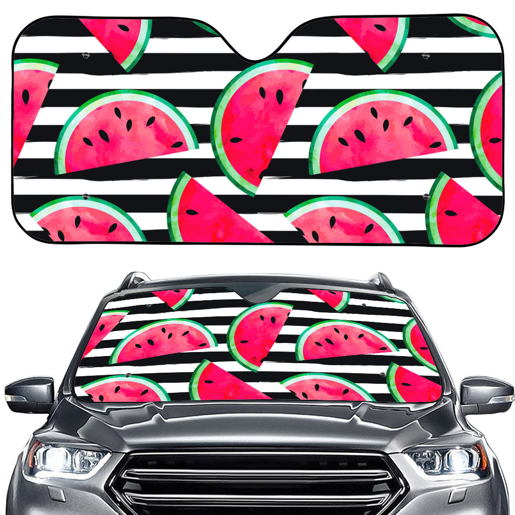 Black Striped Watermelon Pattern Print Car Windshield Sun Shade