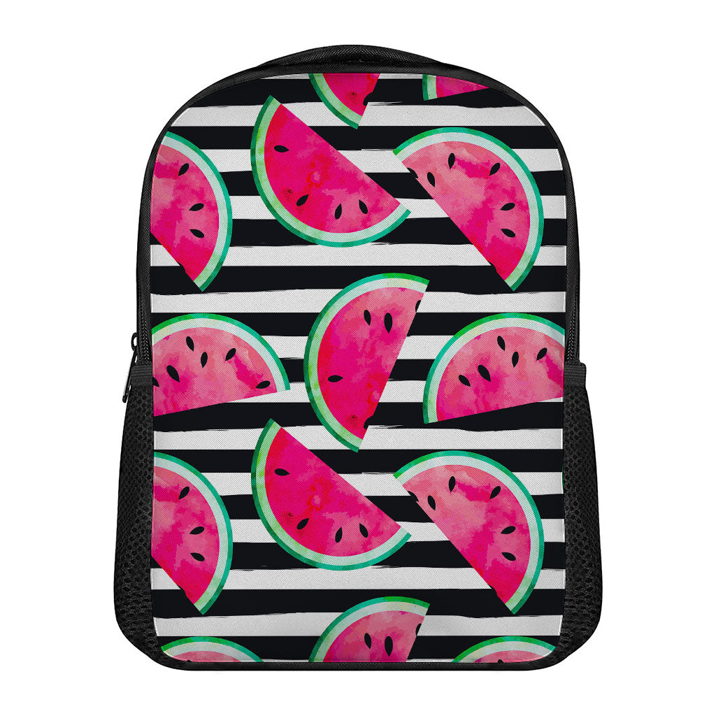Black Striped Watermelon Pattern Print Casual Backpack