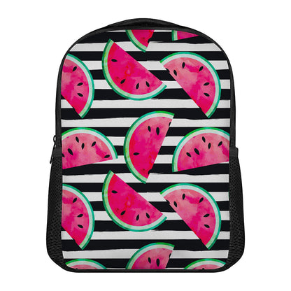 Black Striped Watermelon Pattern Print Casual Backpack