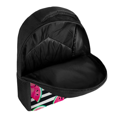 Black Striped Watermelon Pattern Print Casual Backpack