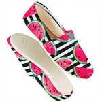 Black Striped Watermelon Pattern Print Casual Shoes