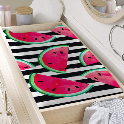 Black Striped Watermelon Pattern Print Changing Pad Cover