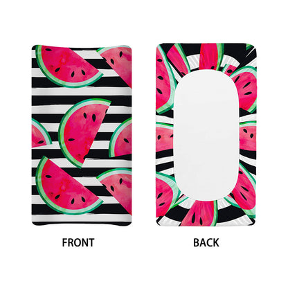 Black Striped Watermelon Pattern Print Changing Pad Cover