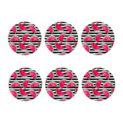 Black Striped Watermelon Pattern Print Coaster Set