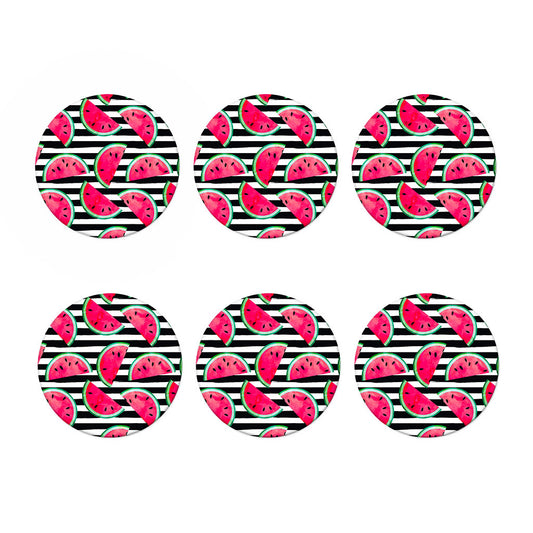 Black Striped Watermelon Pattern Print Coaster Set