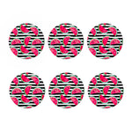 Black Striped Watermelon Pattern Print Coaster Set