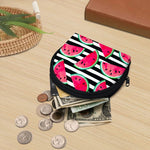 Black Striped Watermelon Pattern Print Coin Purse