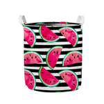 Black Striped Watermelon Pattern Print Collapsible Laundry Basket