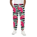 Black Striped Watermelon Pattern Print Cotton Sweatpants