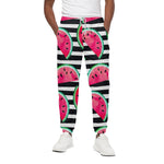 Black Striped Watermelon Pattern Print Cotton Pants