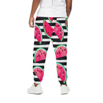 Black Striped Watermelon Pattern Print Cotton Pants