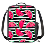 Black Striped Watermelon Pattern Print Crossbody Lunch Bag