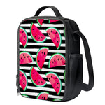 Black Striped Watermelon Pattern Print Crossbody Lunch Bag