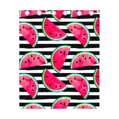 Black Striped Watermelon Pattern Print Curtain