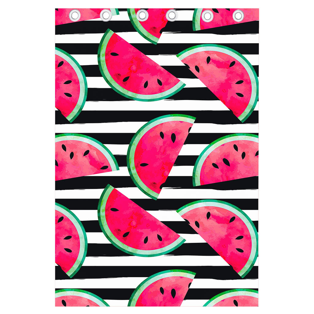 Black Striped Watermelon Pattern Print Curtain