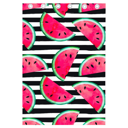 Black Striped Watermelon Pattern Print Curtain