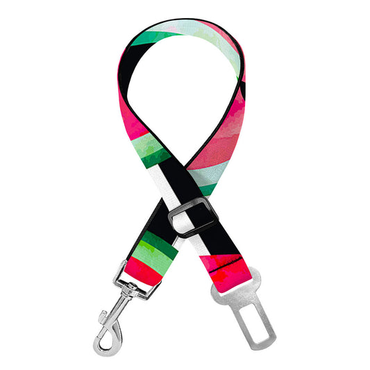Black Striped Watermelon Pattern Print Dog Seat Belt