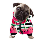 Black Striped Watermelon Pattern Print Dog Zip Up Hoodie