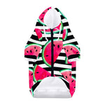 Black Striped Watermelon Pattern Print Dog Zip Up Hoodie