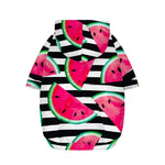 Black Striped Watermelon Pattern Print Dog Zip Up Hoodie