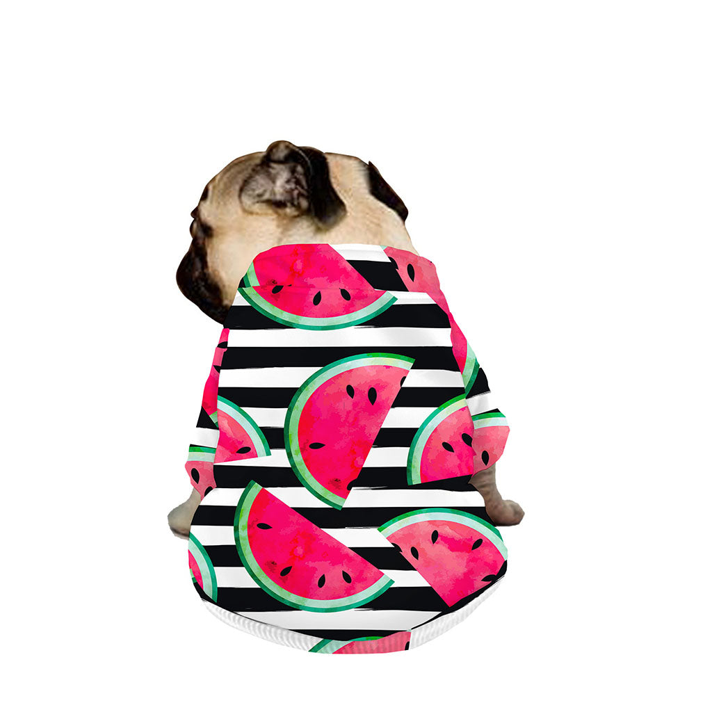 Black Striped Watermelon Pattern Print Dog Zip Up Jacket