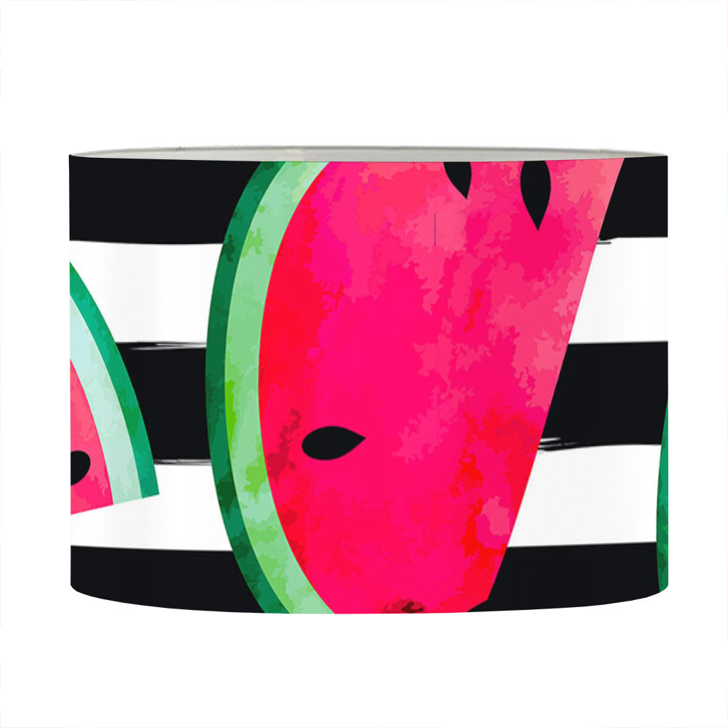 Black Striped Watermelon Pattern Print Drum Lamp Shade