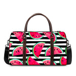 Black Striped Watermelon Pattern Print Duffle Bag