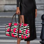 Black Striped Watermelon Pattern Print Duffle Bag
