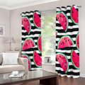 Black Striped Watermelon Pattern Print Extra Wide Grommet Curtains