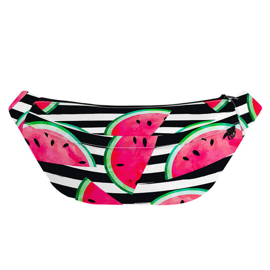 Black Striped Watermelon Pattern Print Fanny Pack